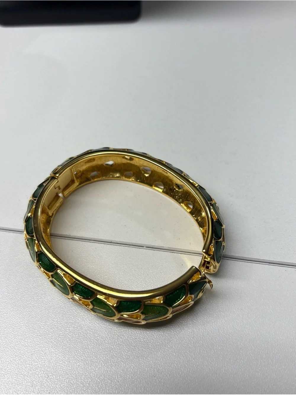 Joan Rivers Gold Tone Enamel Ring with Green and Pink Accents